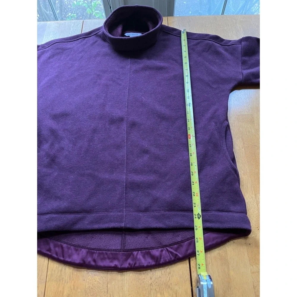 Athleta Cozy Karma Funnel Neck Sweatshirt Fleece‎ Burgundy Pullover Top, Size S